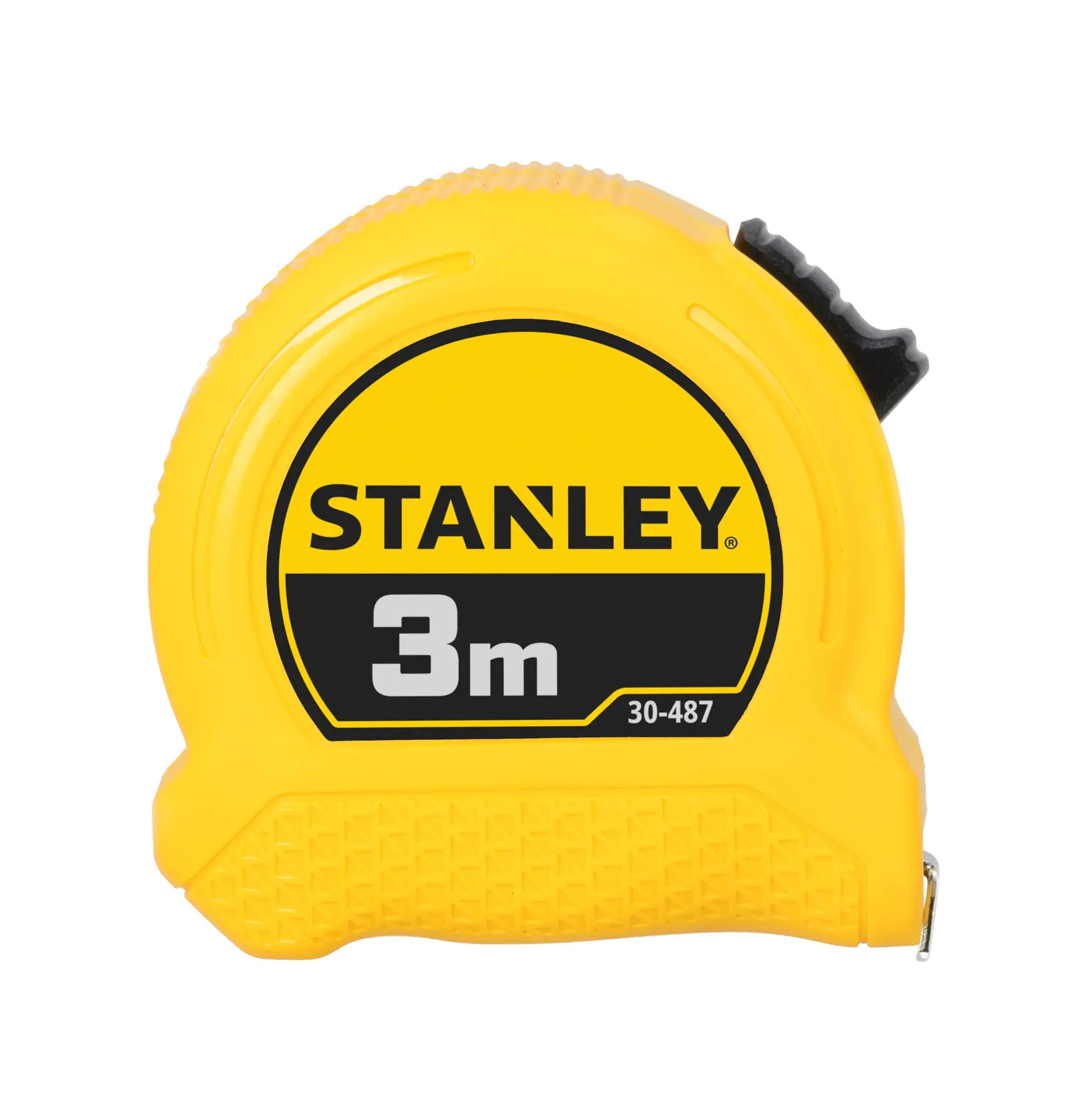 STANLEY 0-30-487 Maßband, 3 m, gelbes Gehäuse, Vorderansicht auf weißem Hintergrund.